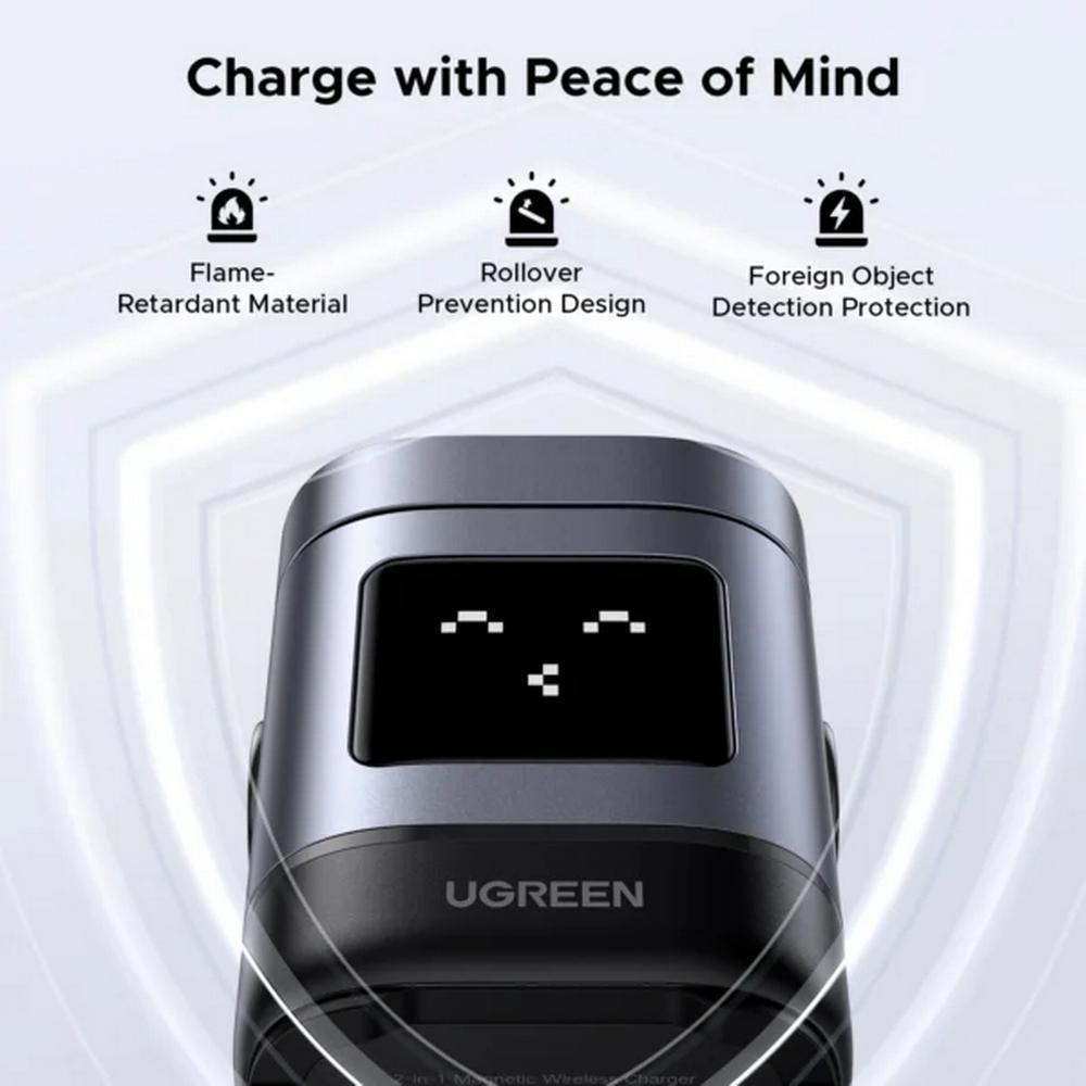 15W UGREEN Uno Qi2 MagSafe þráðlaust 2-in-1 helðslutæki, svart - image 13 [0cf1d3c6d0]
