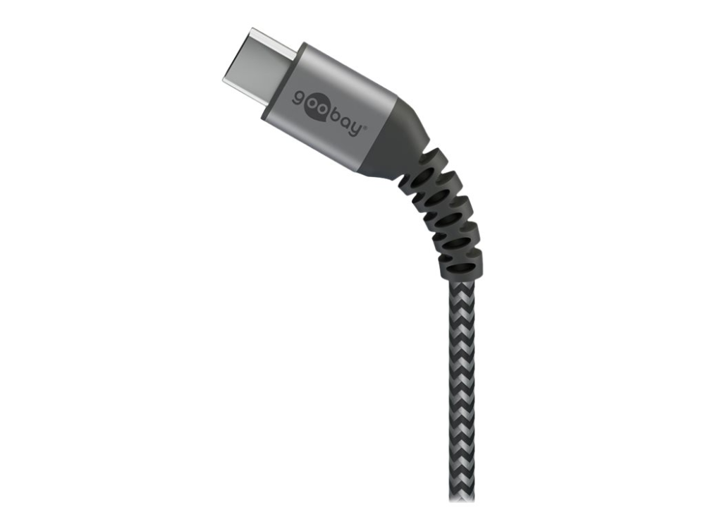 Goobay USB-C ofinn hleðslukapall 1m, grár - image 2 [6489b83f14]