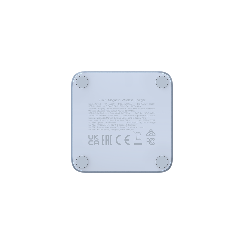 25W UGREEN MagFlow Qi2.2 þráðlaust 2-in-1 hleðslutæki, grátt - image 6 [9671d614f4]