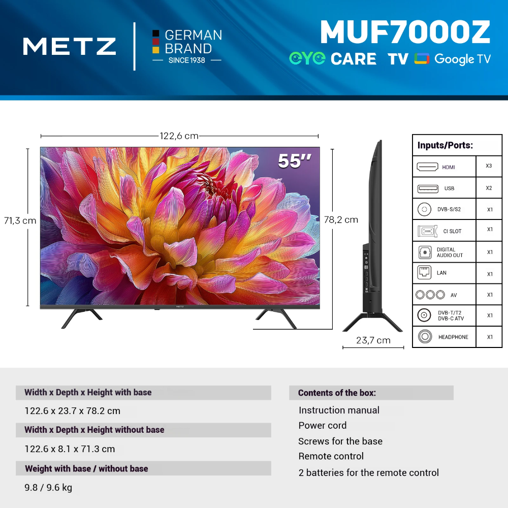 Metz 55" DLED 4K HDR10 Dolby Audio Google TV snjallsjónvarp - image 17 [100b6a0fa6]