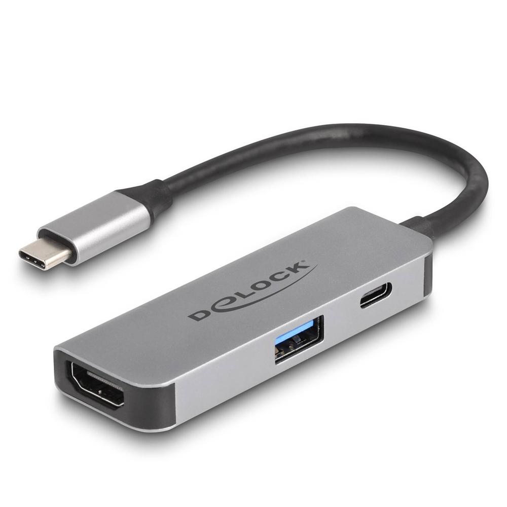 Delock USB-C í HDMI 4K 60Hz hann/hún, USB & USB-C PD 95W hub - image 2 [08301833d9]