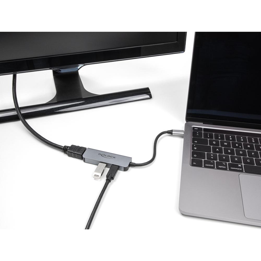 Delock USB-C í HDMI 4K 60Hz hann/hún, USB & USB-C PD 95W hub - image 4 [9f91efba8a]