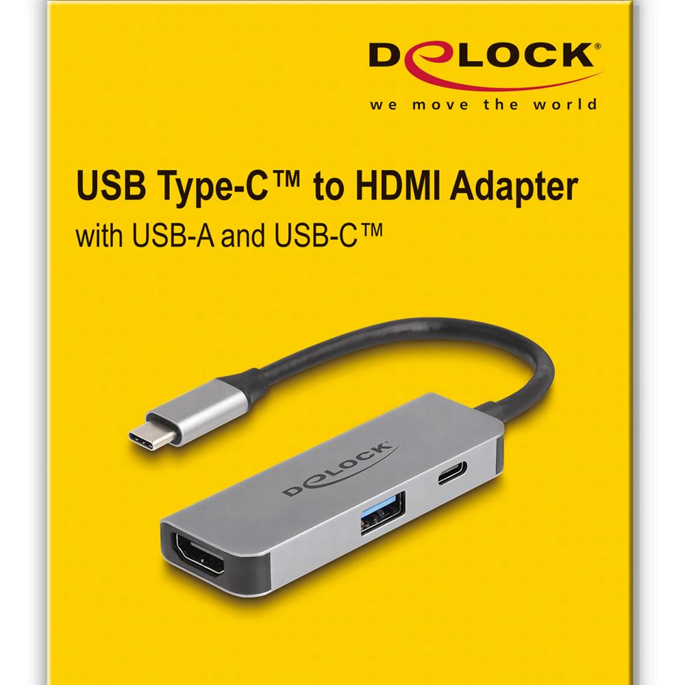 Delock USB-C í HDMI 4K 60Hz hann/hún, USB & USB-C PD 95W hub - image 6 [2f8588c643]