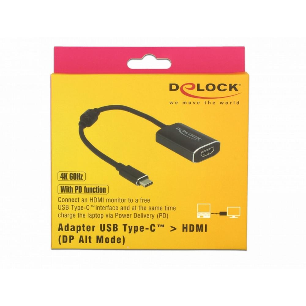 Delock USB-C yfir í HDMI breytistykki 4k@60Hz með power delivery, svart - image 12 [12a6c470ef]