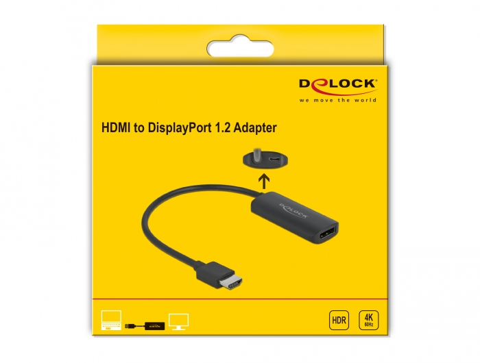 HDMI í DisplayPort 1.2 4K 60Hz Active breytistykki, svart - image 7 [e8cf52d028]