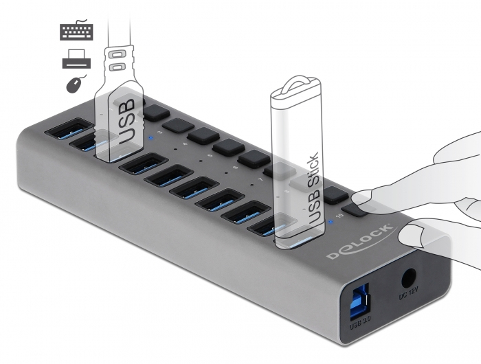 Delock 10 porta USB 3.0 Hub með svissum - image 3 [b56ae9896d]