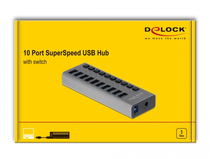 Delock 10 porta USB 3.0 Hub með svissum - image 7 [cb800acc57]