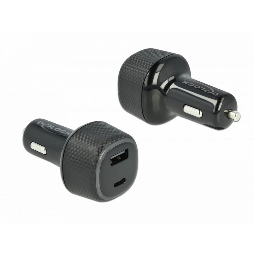 63W Delock 1x USB-C, 1x USB-A PD hleðslutæki í bíl, svart - image 2 [ba256a60fa]