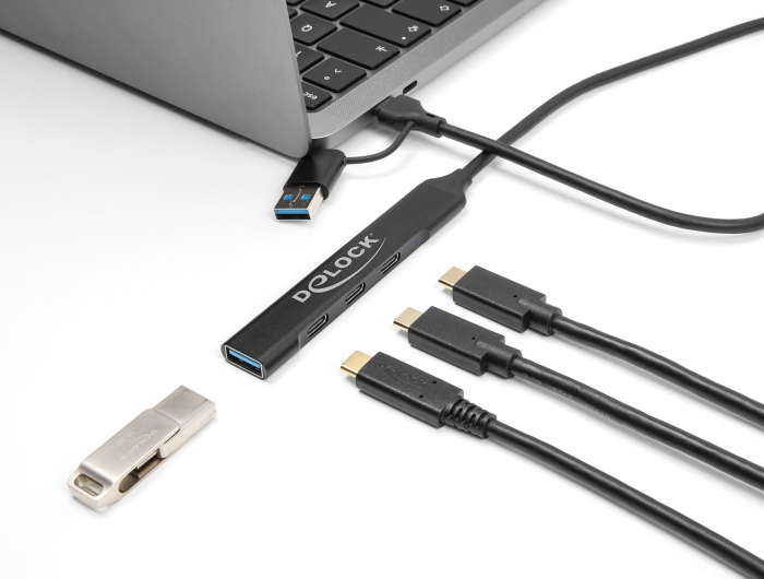 Delock 4 porta Slim HUB með USB-C/USB í 3x USB-C & USB 5Gbps - image 5 [7bef775ffd]