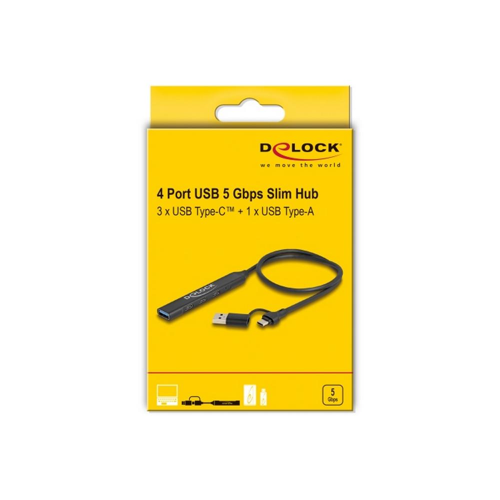 Delock 4 porta Slim HUB með USB-C/USB í 3x USB-C & USB 5Gbps - image 8 [5b880e805e]