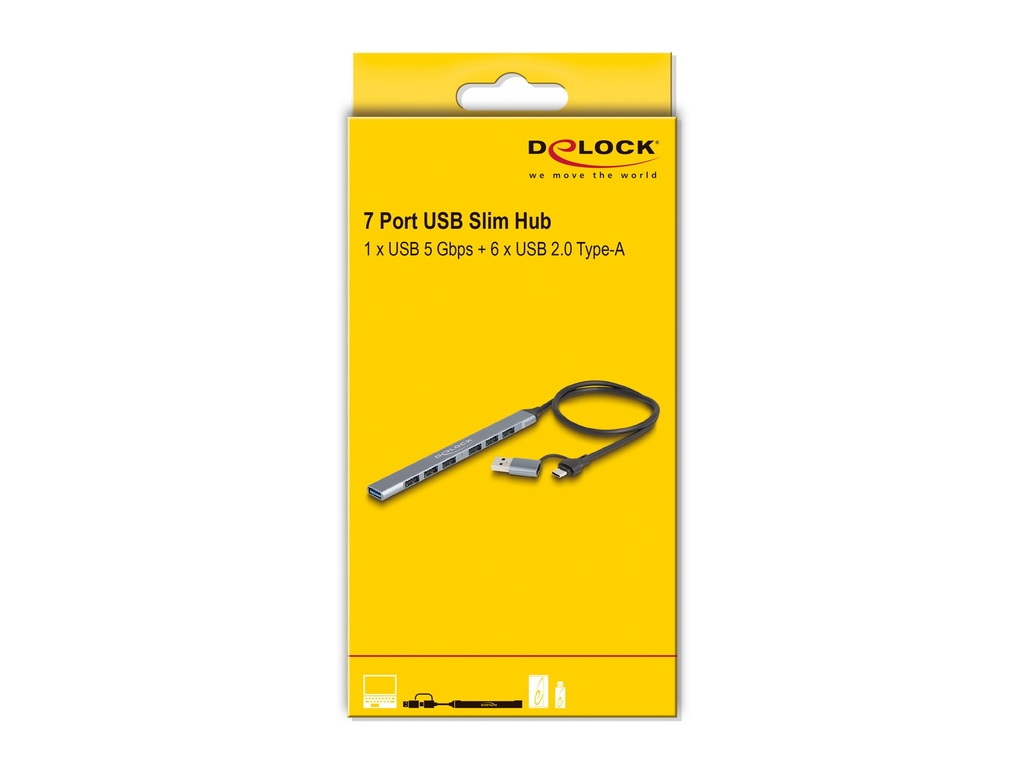 Delock 7 porta Slim HUB með USB-C/USB í 6x USB & USB 5Gbps - image 7 [6b9a7e7c9e]