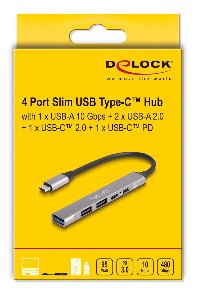 Delock 5 porta Slim HUB, 3x USB & 2x USB-C (1xPD 95W) - image 5 [4936d0e6b6]