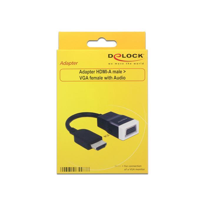 Delock HDMI-A í VGA með jack tengi, hann/hún, svart - image 2 [56742b9887]