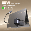 45W UGREEN 1x USB-C, 1x USB-A PPS PD QC hleðslutæki, með útdraganlegum USB-C kapli - image 3 [25e82e26de]