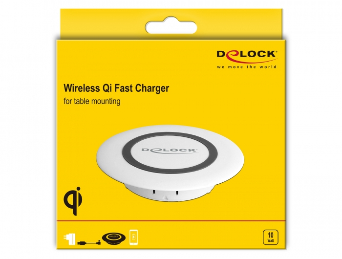 7.5/10W Delock þráðlaust hleðslutæki í 60/80mm borðdós, hvítt - image 5 [692565054d]