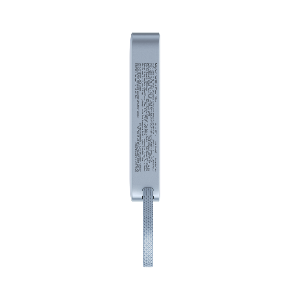 UGREEN MagFlow 10.000mAh ferðarafhlaða, Qi2.2 þráðlaus hleðslu, innb. USB-C kapall - image 5 [e9ecbe2205]