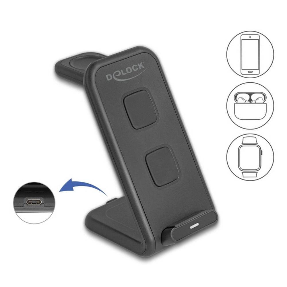 15W Delock 3-in-1 þráðlaust segulhleðslutæki, svart - image 12 [1dd774c66b]