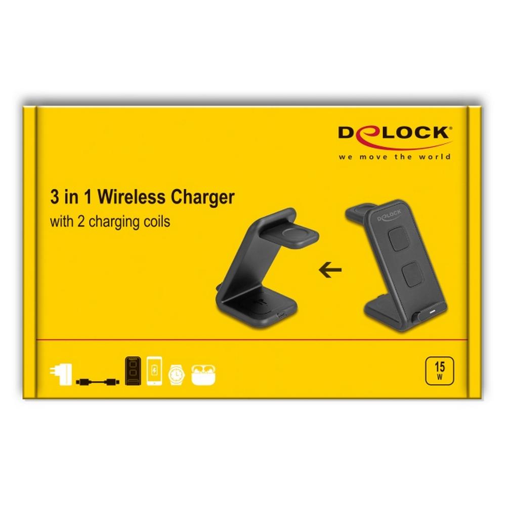 15W Delock 3-in-1 þráðlaust segulhleðslutæki, svart - image 16 [f0697ff028]