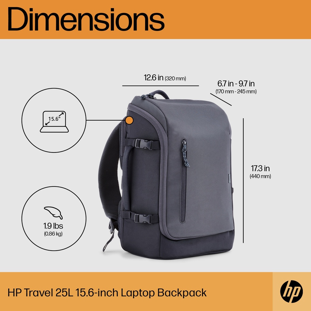 HP Travel 15.6" 25L bakpoki, dökkgrár - image 17 [92ea2eeff2]