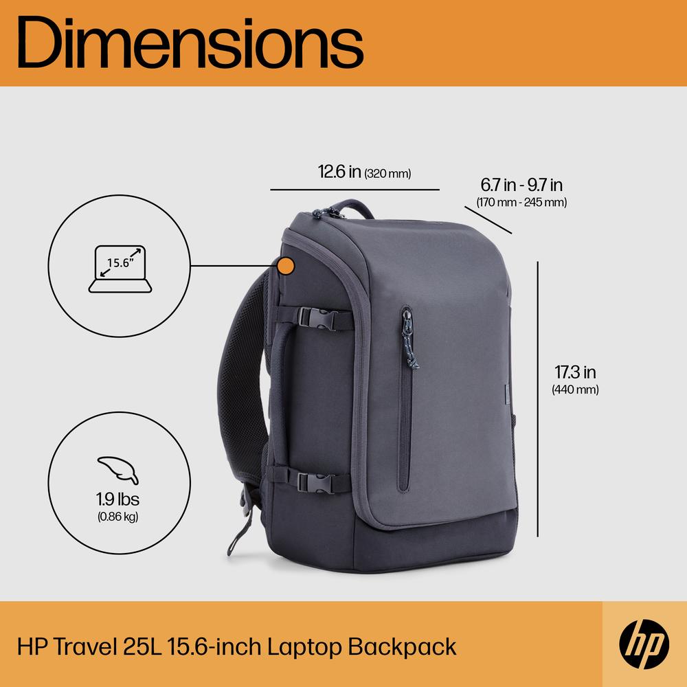 HP Travel 15.6" 25L bakpoki, dökkgrár - image 18 [6cf5ea8bd8]