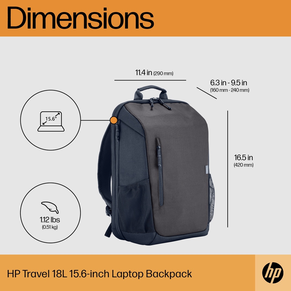 HP Travel 15.6" 18L bakpoki, grár - image 15 [fc401ac21e]