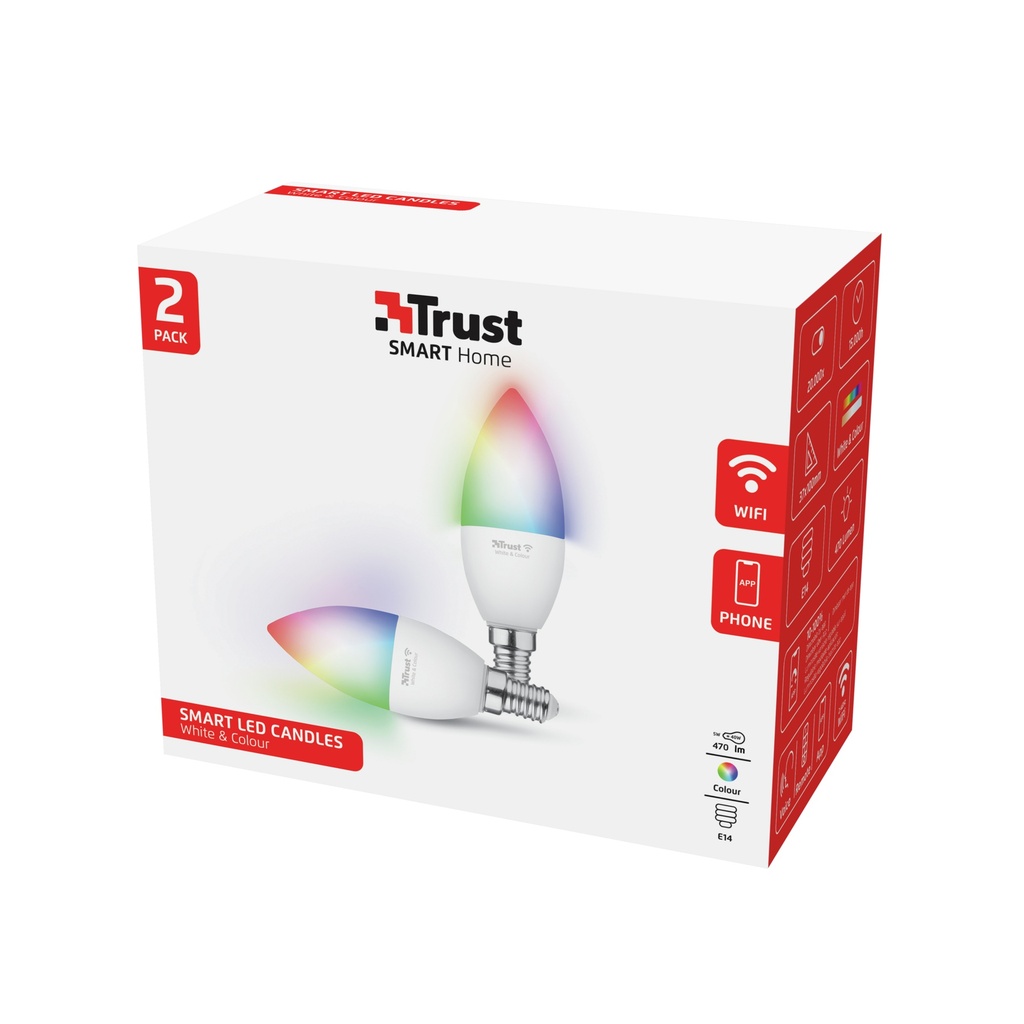 Trust E14 LED RGBCW Candle WiFi snjallperur, 2 í pakka - image 5 [141f6f1f6d]