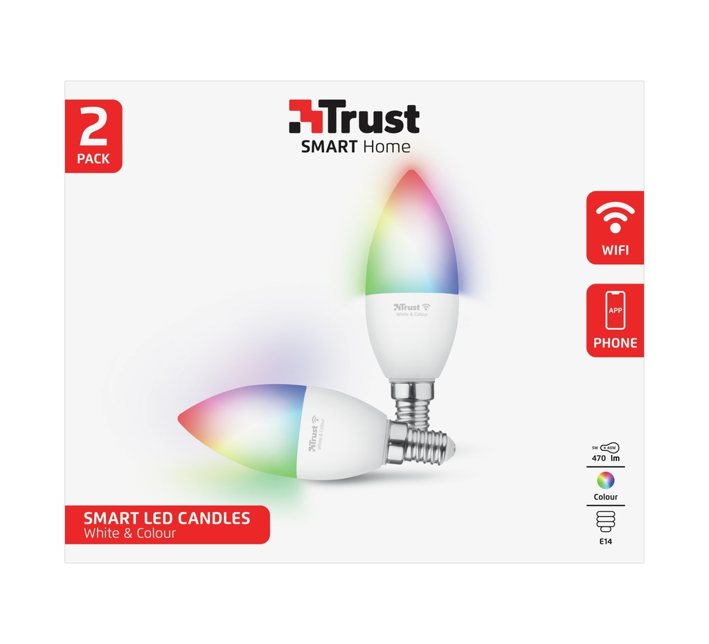 Trust E14 LED RGBCW Candle WiFi snjallperur, 2 í pakka - image 7 [fcb1947850]