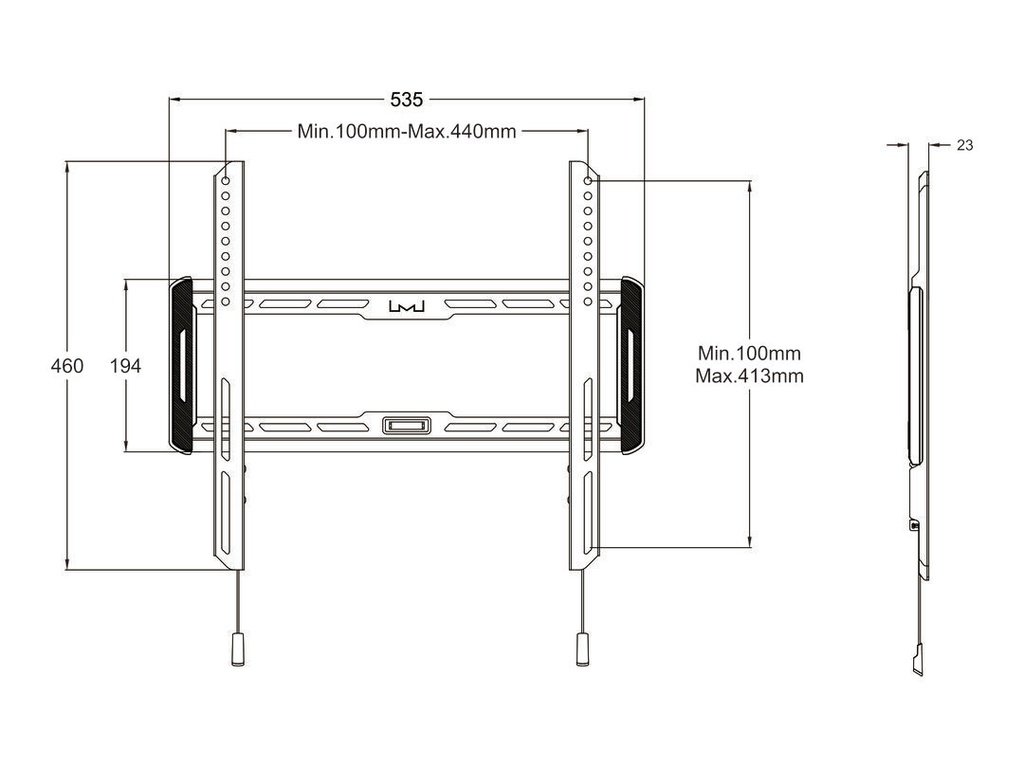 Multibrackets Universal Veggfesting Fixed Medium 32"-65" 50kg - image 15 [5c04a339c7]