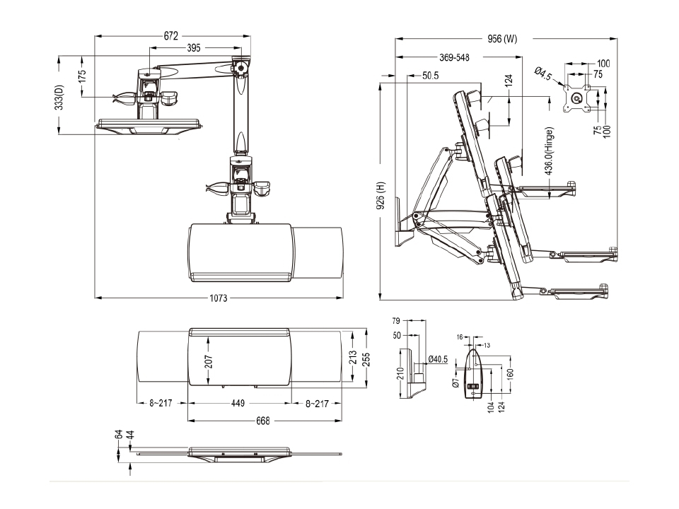 Multibrackets Workstation veggfesting fyrir skjá og lyklaborð 15"-27" - image 9 [0882684f03]
