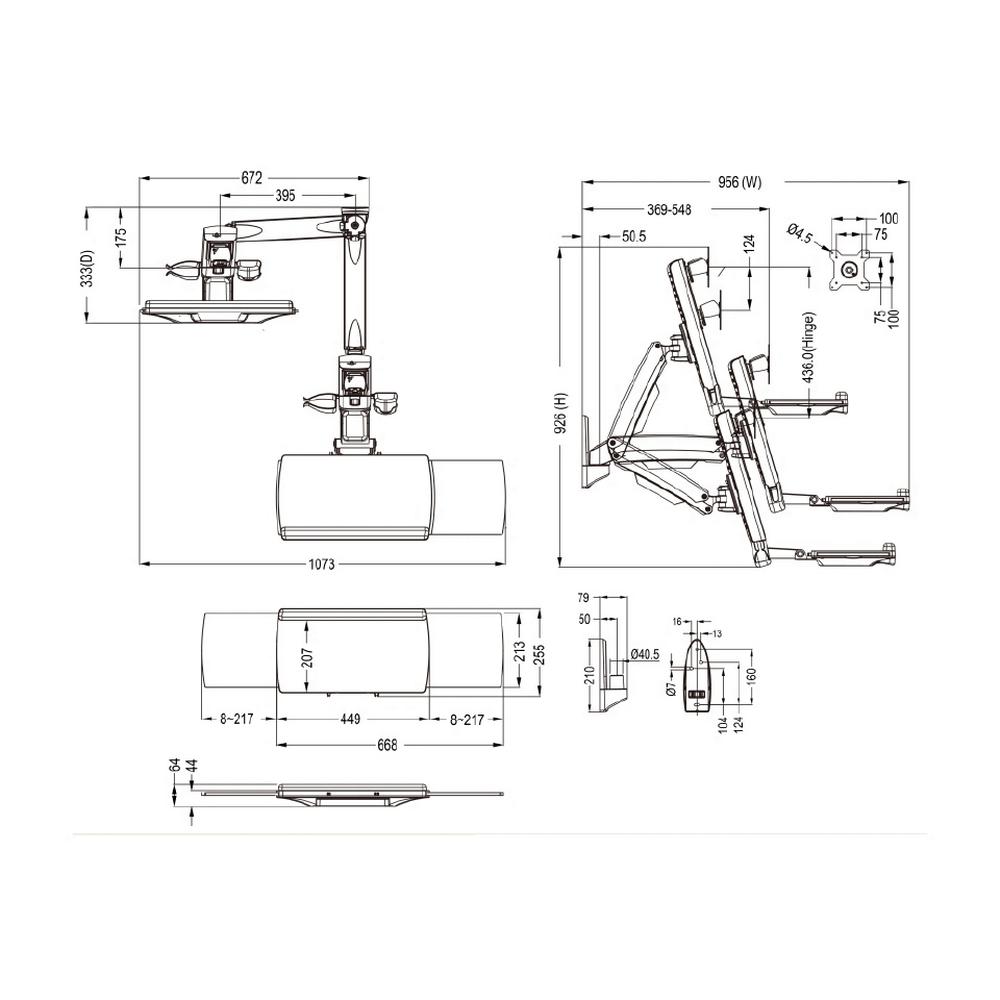 Multibrackets Workstation veggfesting fyrir skjá og lyklaborð 15"-27" - image 10 [e10d9eb634]