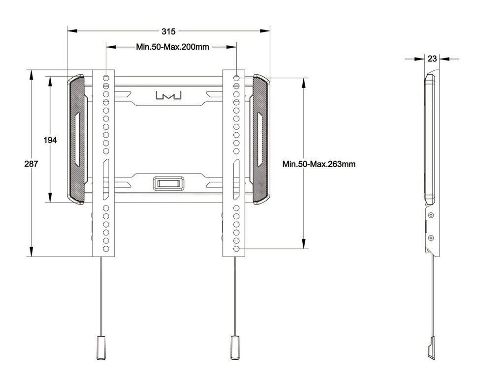 Multibrackets Universal Veggfesting fixed Small 24"-55" 50kg - image 15 [42333c1e45]