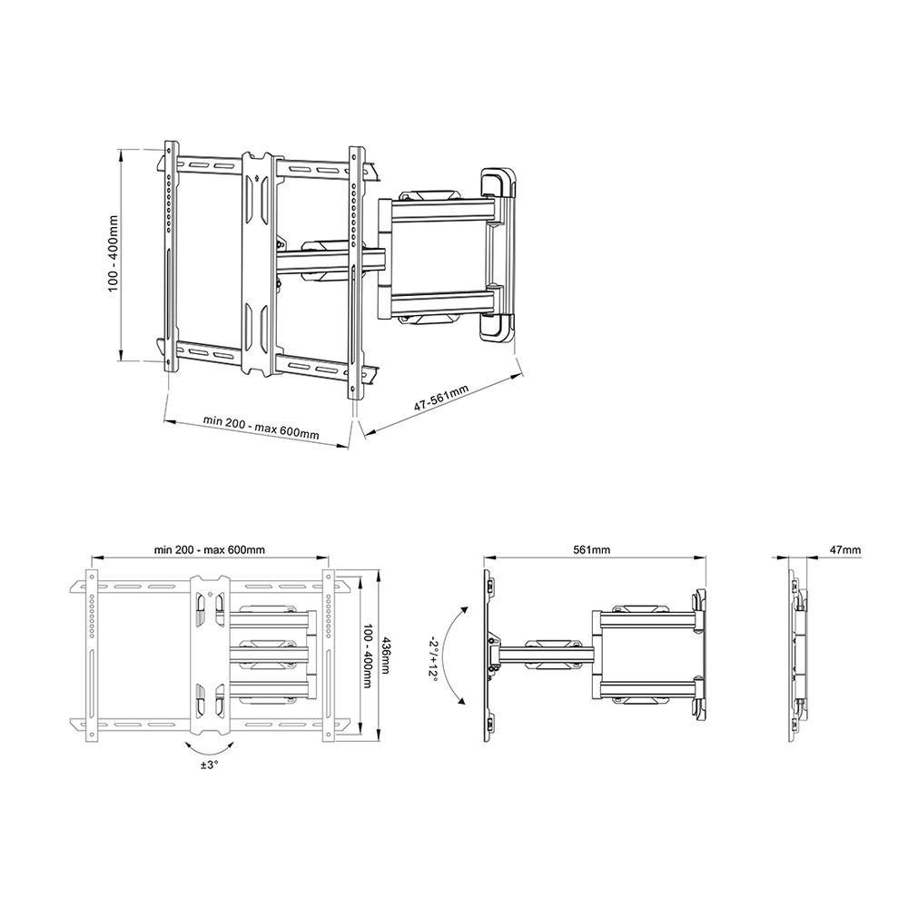 Multibrackets Universal Veggfesting Flex Arm Pro 40"-70" 40kg, svartur - image 11 [cd49bf9537]