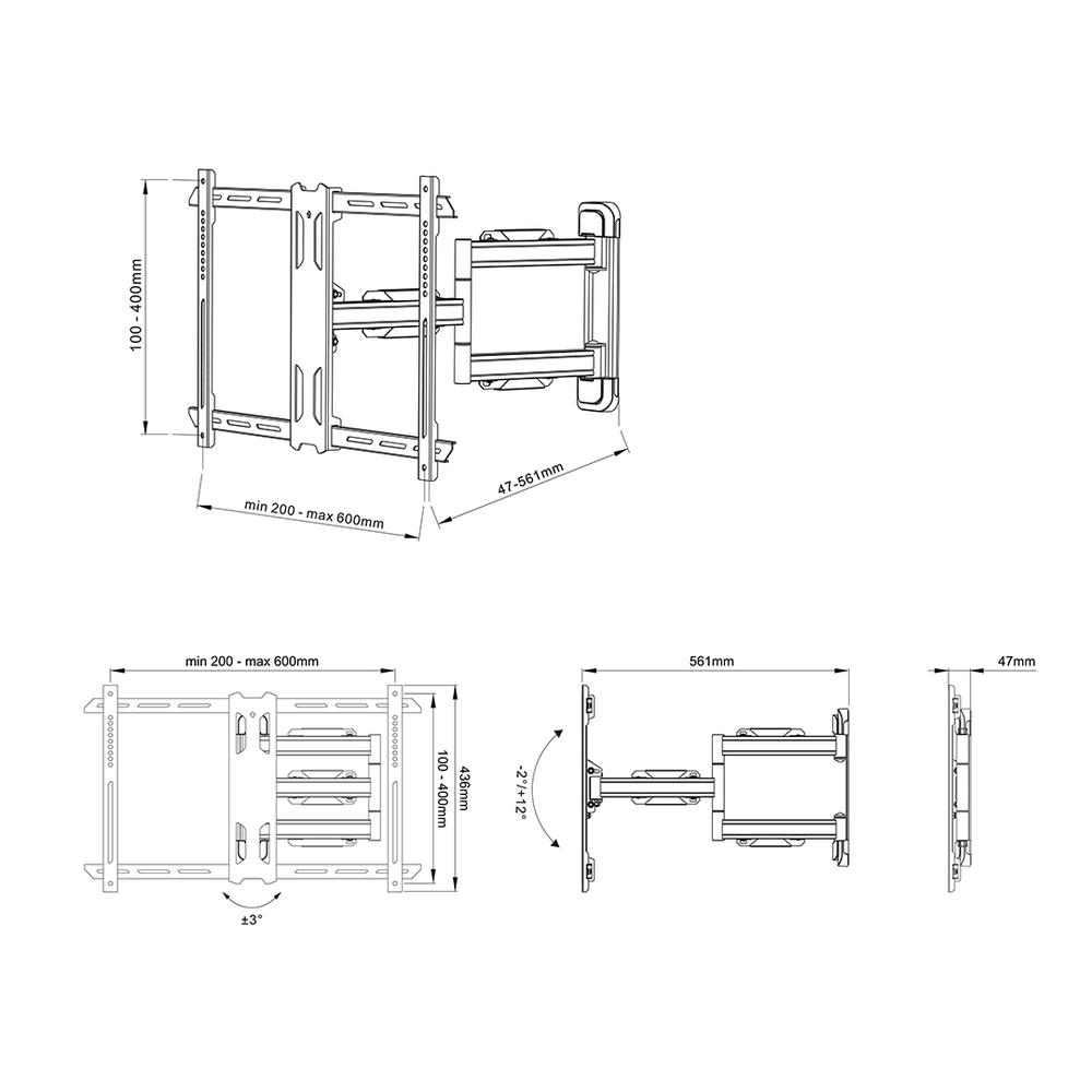Multibrackets Universal Veggfesting Flex Arm Pro 40"-70" 40kg, hvítur - image 12 [b5e9a40303]