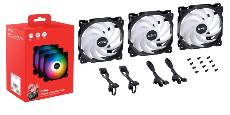 ADATA XPG VENTO RGB 3x 120mm kassaviftur í setti, svört - image 2 [3c70da490e]