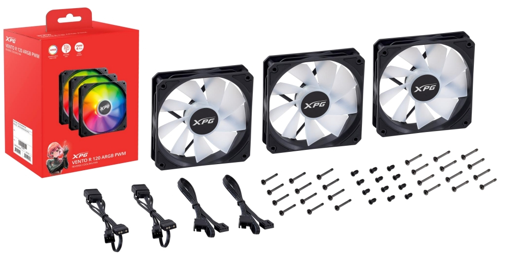 ADATA XPG VENTO RGB 3x 120mm Reverse kassaviftur í setti, svört - image 2 [f1d9f6cda7]