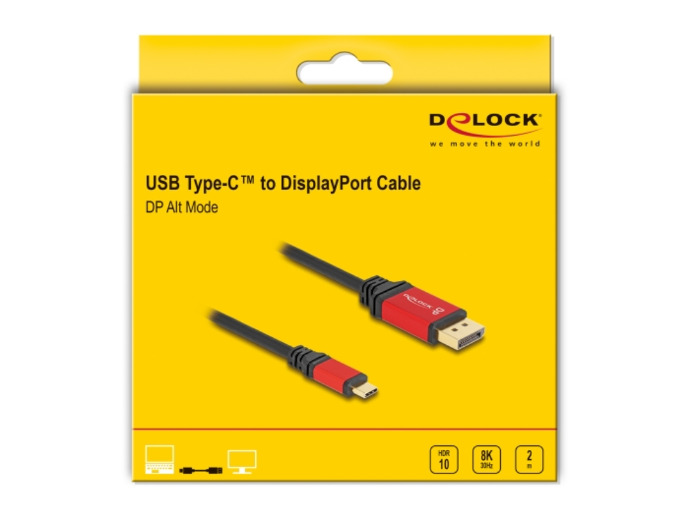 USB-C í DisplayPort 1.4 4K 144Hz, hann/hann, 2 metrar - image 3 [2d4a974773]