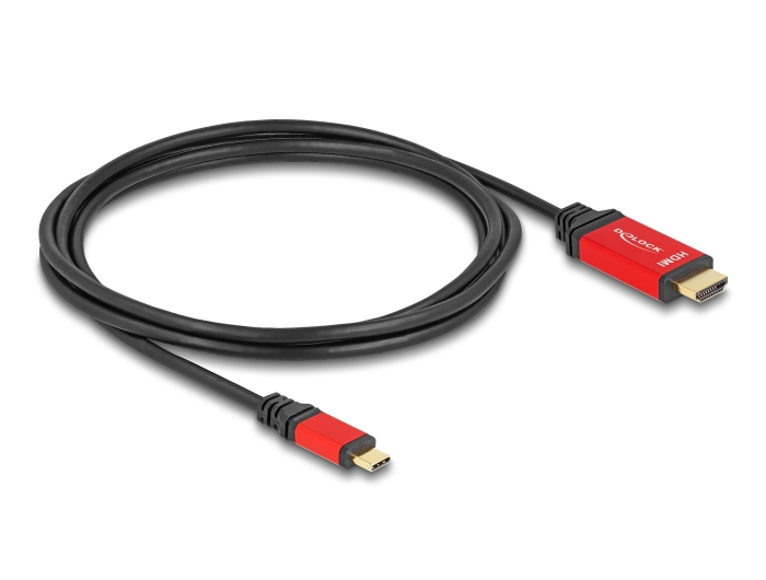 Delock USB-C í HDMI 8K HDR skjásnúra, 2.0m, Rauð - image 3 [e8b0424c6e]