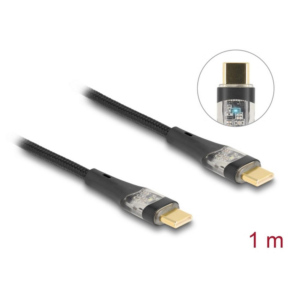 Delock USB-C PD 3.0 100W kapall, 1 metrar, svartur/glær - image 4 [32007a8fa7]