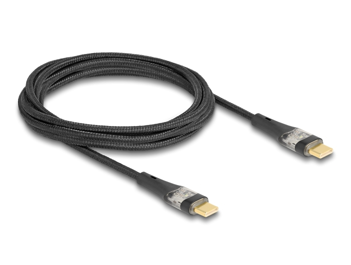 Delock USB-C PD 3.0 100W kapall, 2 metrar, svartur/glær - image 2 [e03c21f92c]