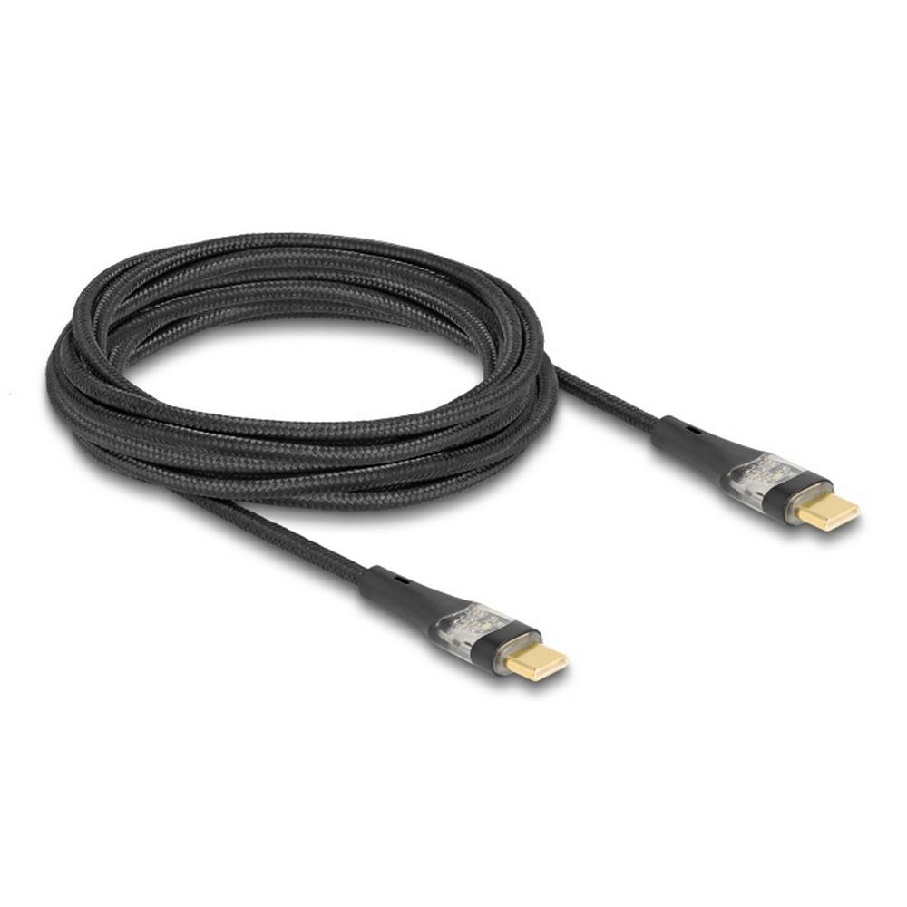 Delock USB-C PD 3.0 100W kapall, 3 metrar, svartur/glær - image 2 [c09ffac834]
