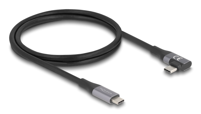 Delock USB-C 40Gbps PD 3.1 240W DP 1.4, 1m 90°, málmgrár - image 2 [2f9864d044]