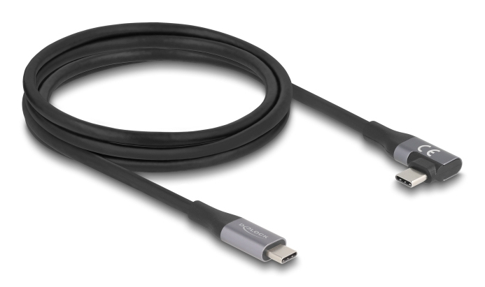 Delock USB-C 40Gbps PD 3.1 240W DP 1.4, 2m 90°, málmgrár - image 2 [69ac838646]