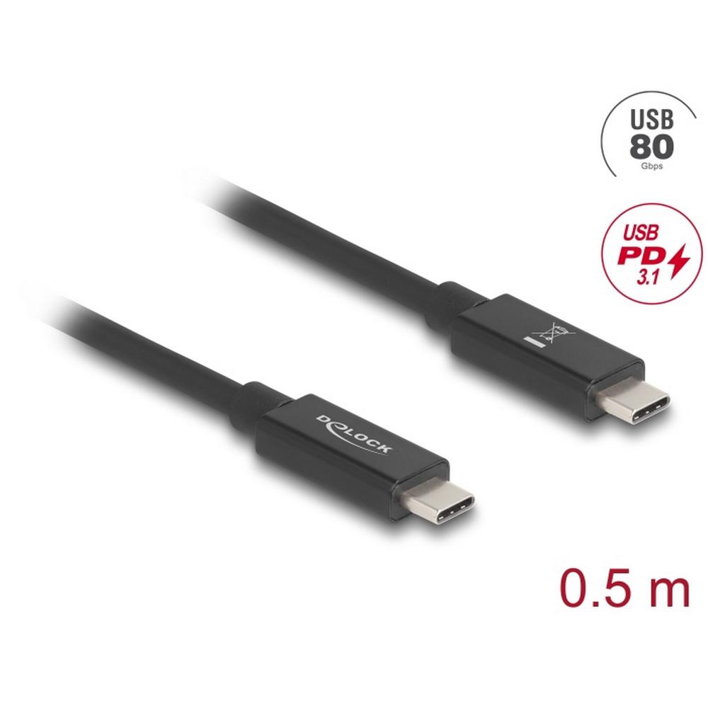 Delock USB 4.2 80Gbps 16K@60Hz PD 3.1 240W C í C kapall, 0.5 metrar, silfur - image 4 [d9ed591552]