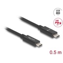 Delock USB 4.2 80Gbps 16K@60Hz PD 3.1 240W C í C kapall, 0.5 metrar, silfur - image 4 [d9ed591552]