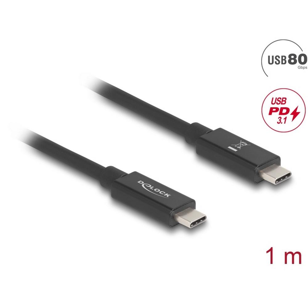 Delock USB 4.2 80Gbps 16K@60Hz PD 3.1 240W C í C kapall, 1 metrar, silfur - image 4 [fcadce8aae]