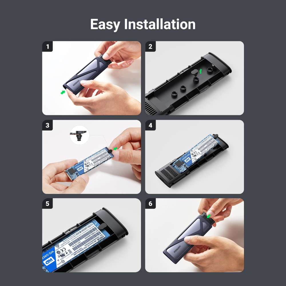 UGREEN USB-C M-Key 10Gpbs, 0.5m kapall, M.2 hýsing - image 9 [8ec2a56a0b]