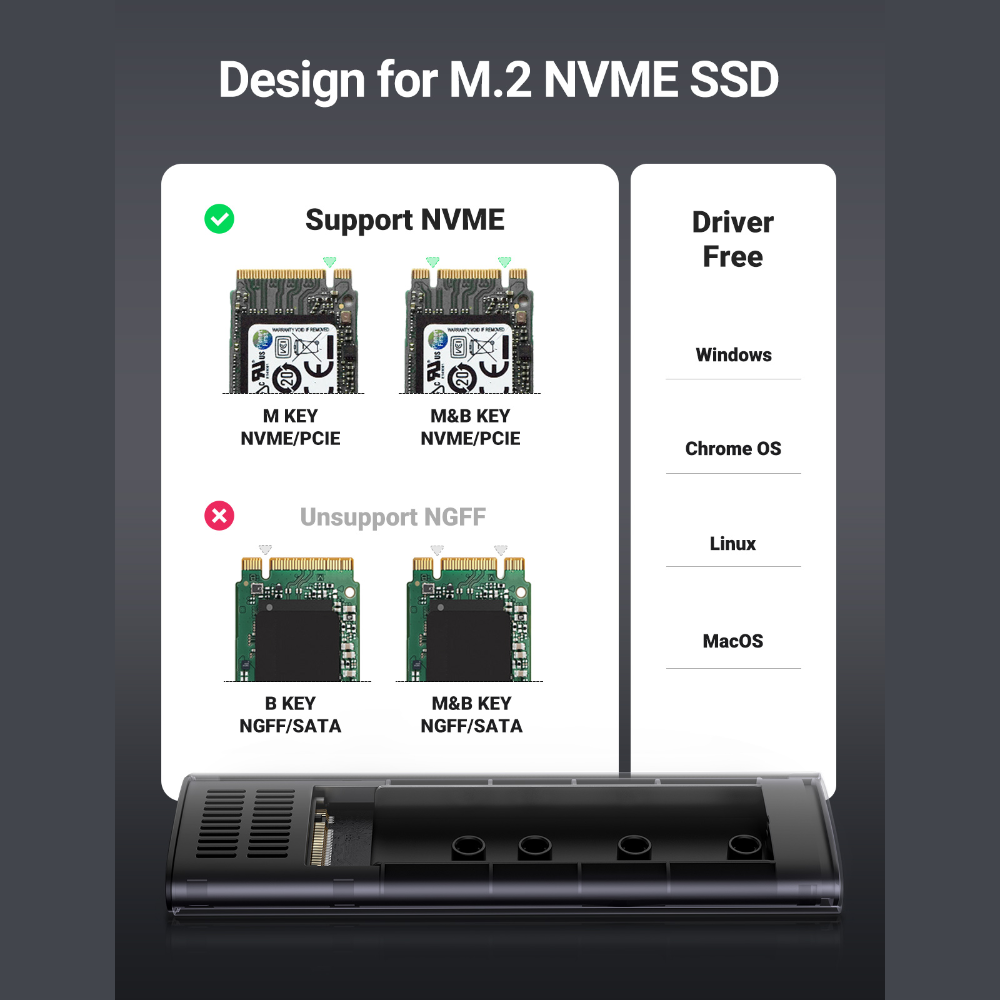 UGREEN USB-C M-Key 10Gpbs, 0.5m kapall, M.2 hýsing - image 10 [e80f822dac]