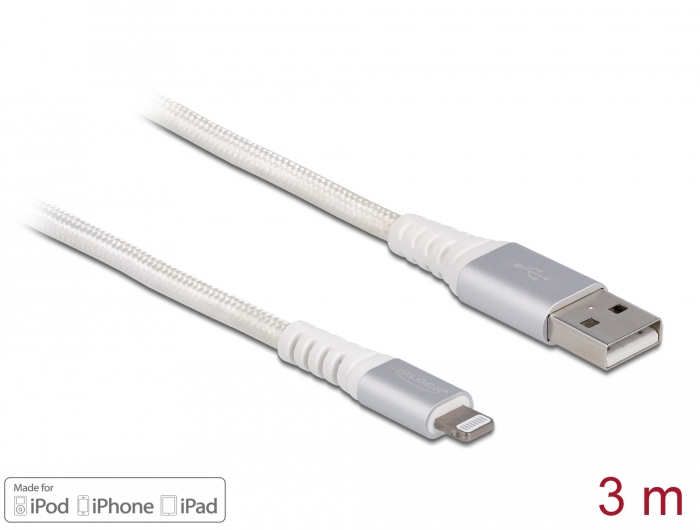 Delock USB2.0 í Apple Lightning kapall, 3 metrar, hvítur - image 3 [766e19ee88]