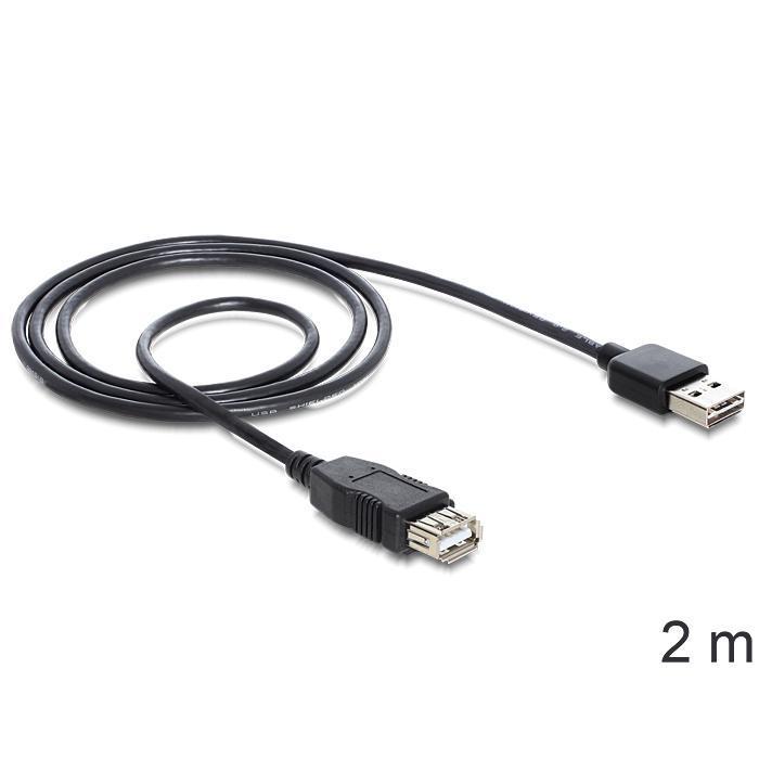 EASY-USB2.0 A-A framlengingarkapall, 2 metrar, svartur - image 2 [8eccfd07ee]