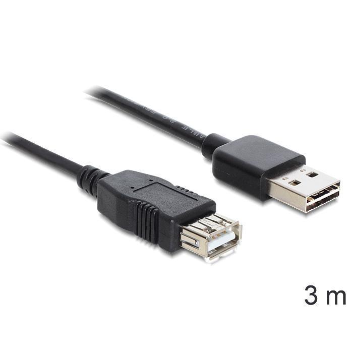 EASY-USB2.0 A-A framlengingarkapall, 3 metrar, svartur - image 2 [848e08a804]